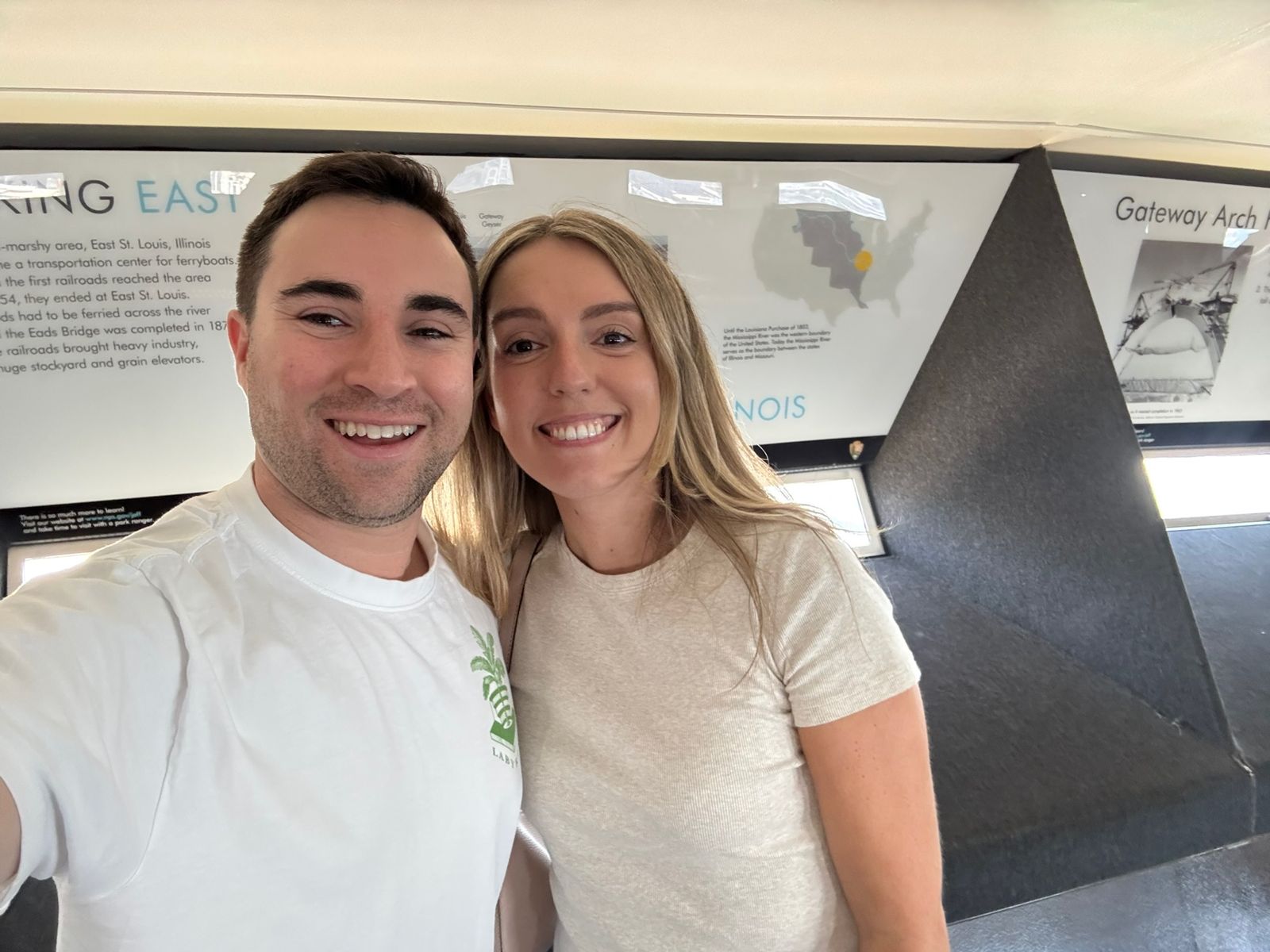 Caitlin and Paul taking a selfie at the Gateway Arch in St. Louis